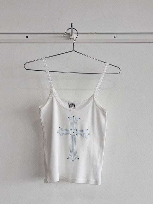 2000's CHROME HEARTS Cross Rhinestone Tank