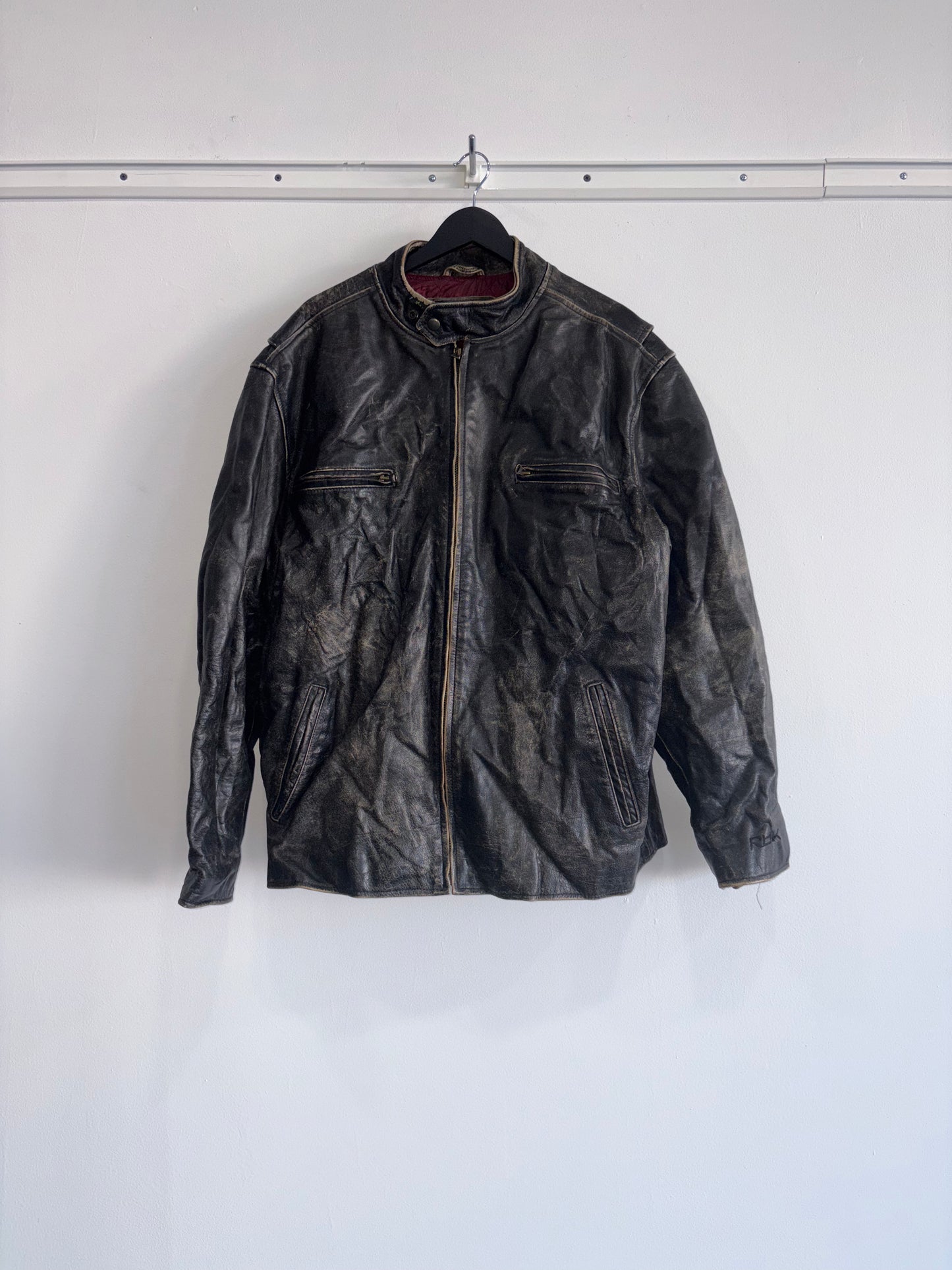 Vintage Patina Leather Racer Jacket