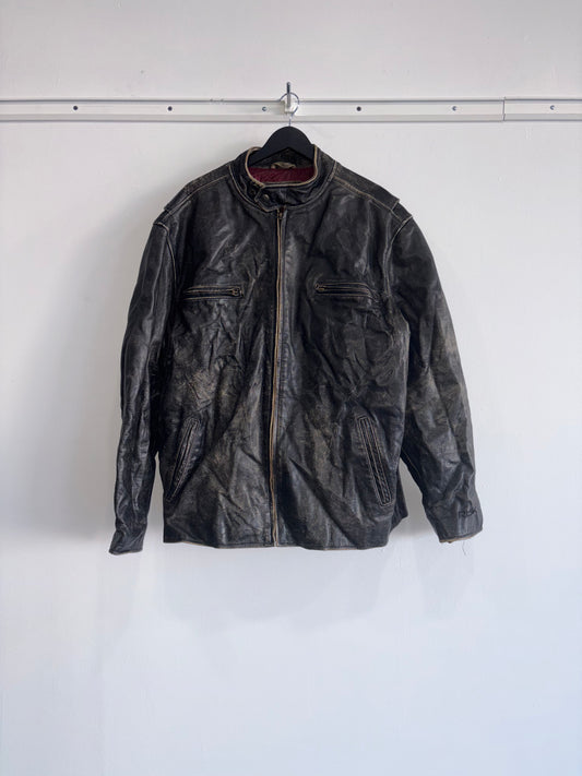 Vintage Patina Leather Racer Jacket