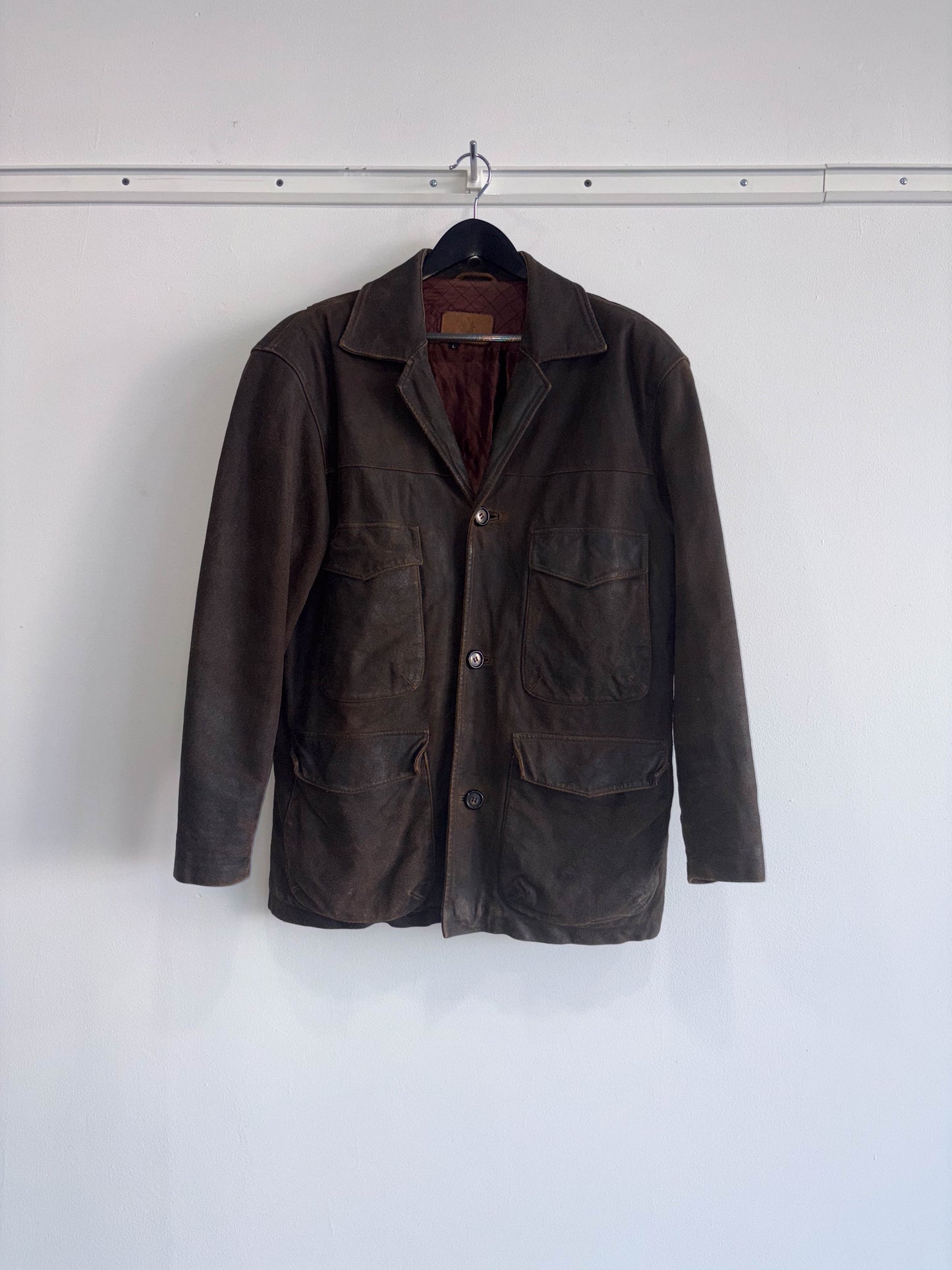 Vintage Brown Brushed Leather Jacket