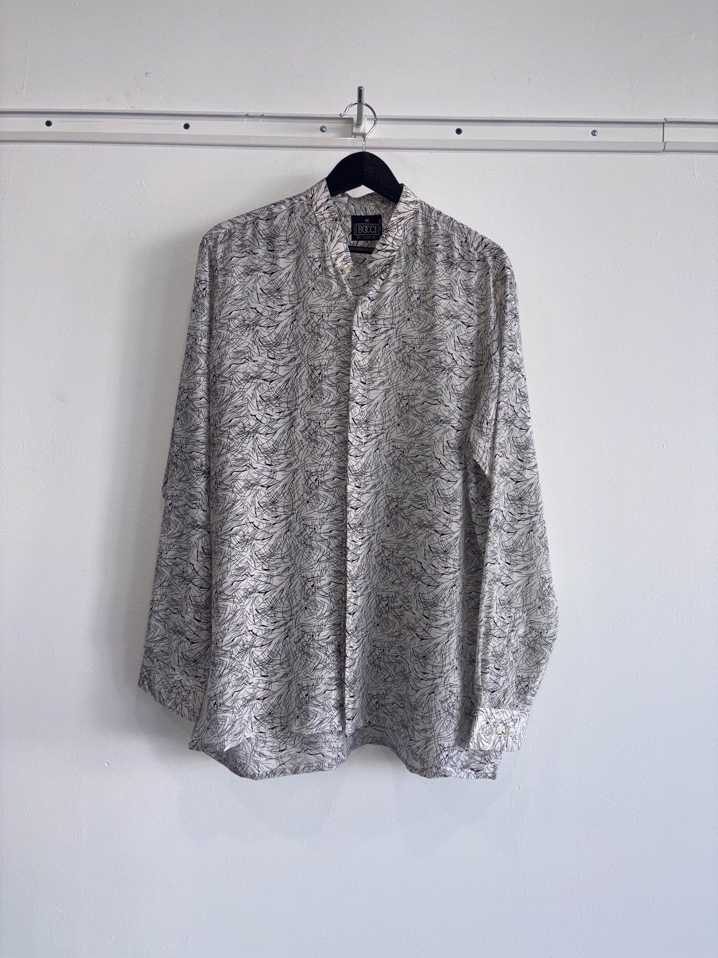 Vintage Band Collar Silk Shirt