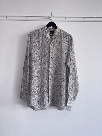 Vintage Band Collar Silk Shirt