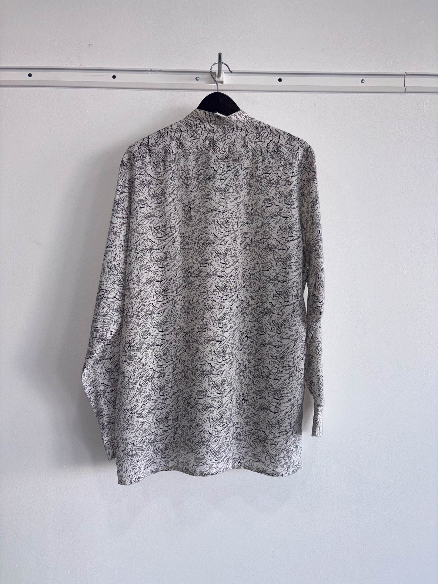 Vintage Band Collar Silk Shirt