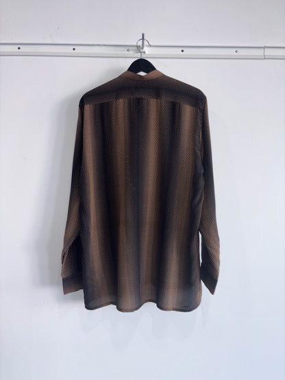 Vintage Silk Band Collar Abstract Shirt