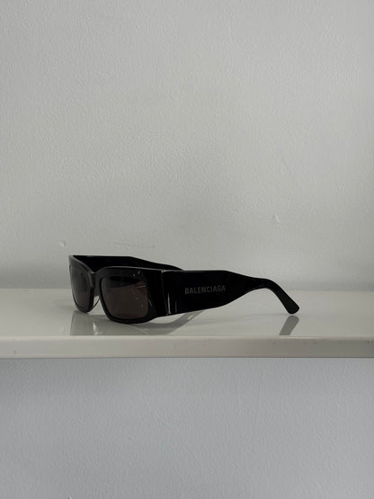 Balenciaga Black/Grey Logo Wraparound Sunglasses