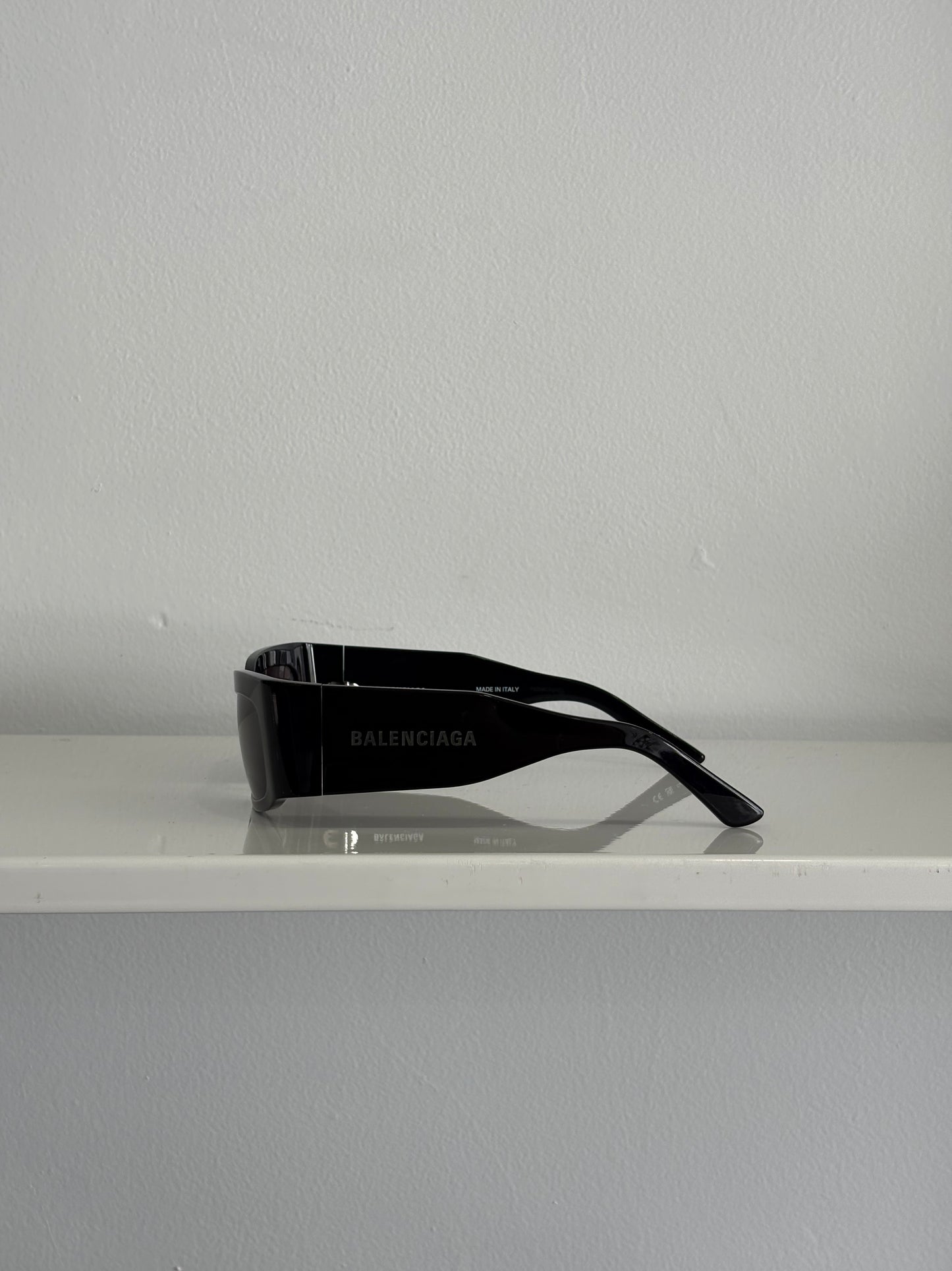 Balenciaga Black/Grey Logo Wraparound Sunglasses