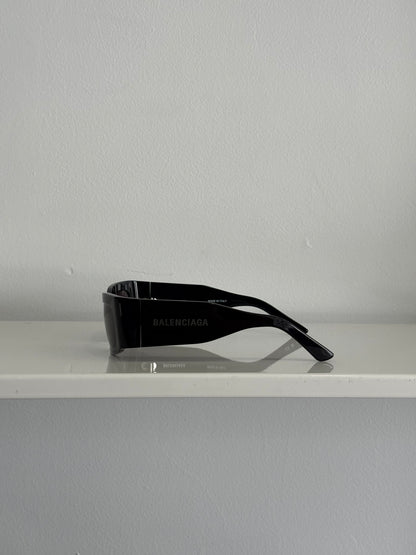 Balenciaga Black/Grey Logo Wraparound Sunglasses