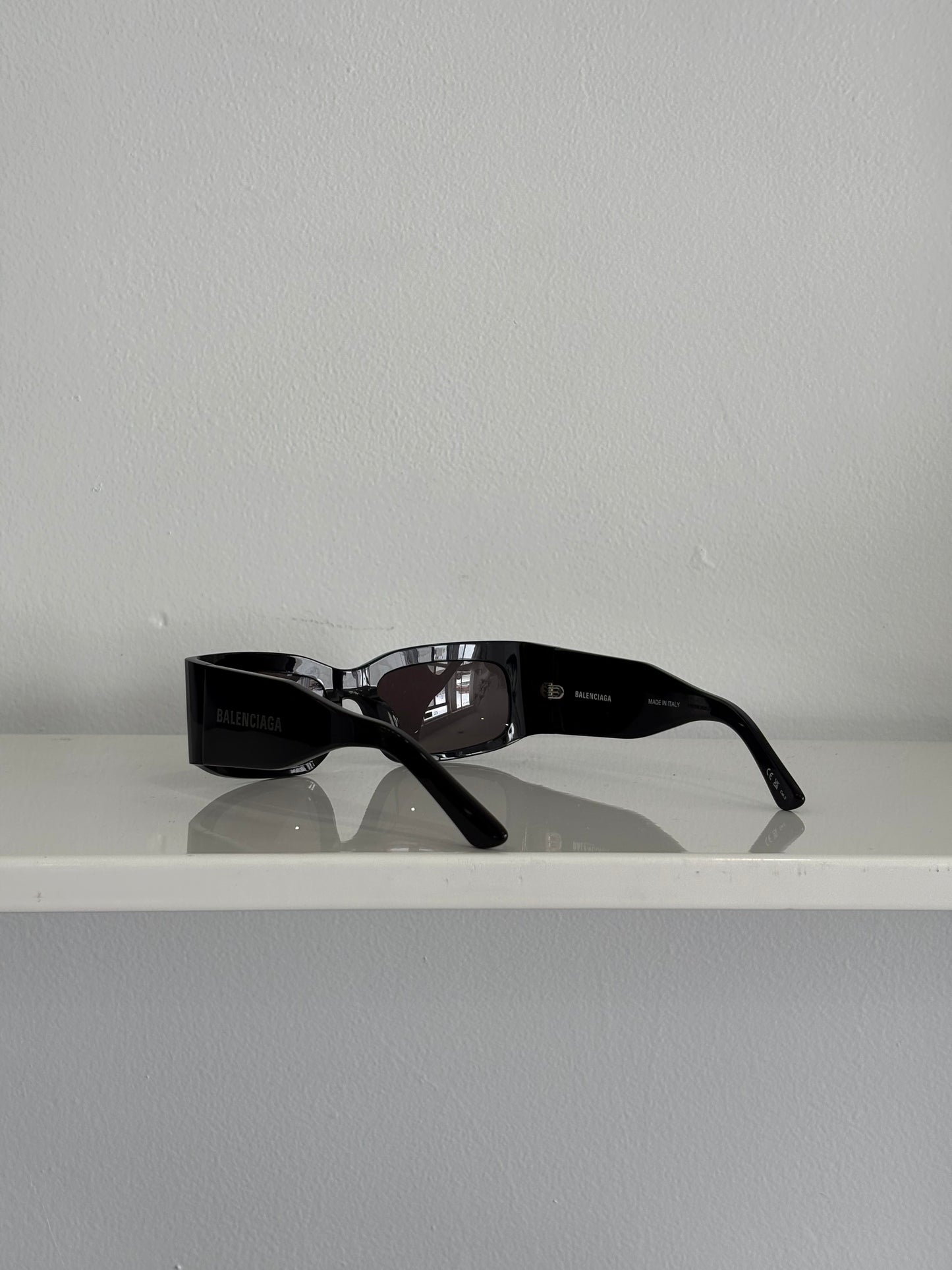 Balenciaga Black/Grey Logo Wraparound Sunglasses