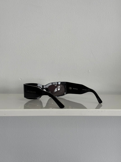 Balenciaga Black/Grey Logo Wraparound Sunglasses