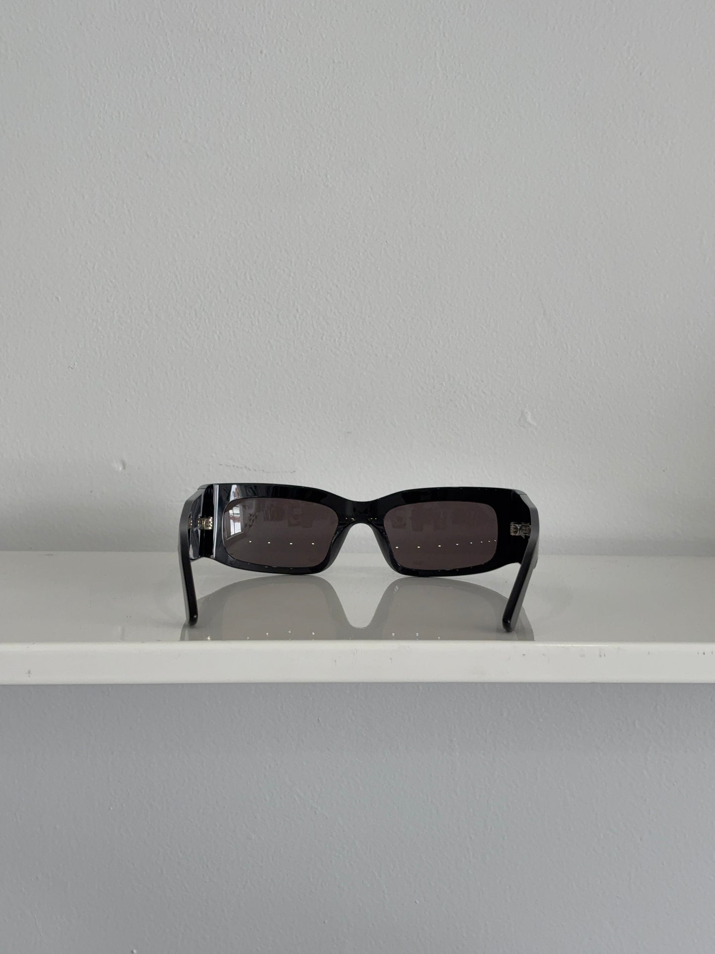Balenciaga Black/Grey Logo Wraparound Sunglasses