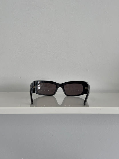 Balenciaga Black/Grey Logo Wraparound Sunglasses