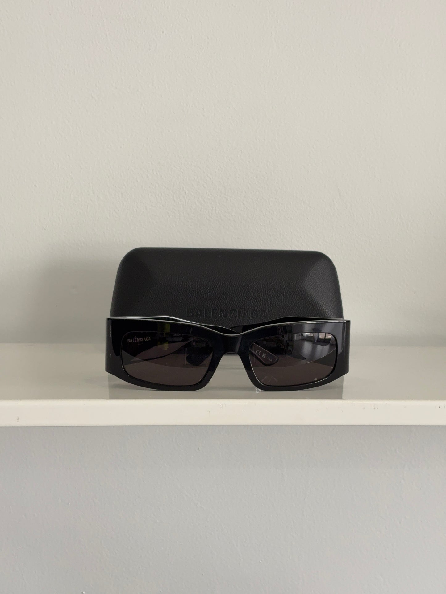 Balenciaga Black/Grey Logo Wraparound Sunglasses