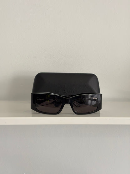 Balenciaga Black/Grey Logo Wraparound Sunglasses