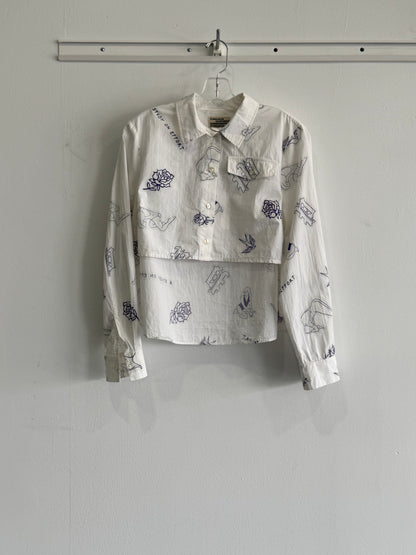 Baum And Pferdgarten Drawing Crop LS Top